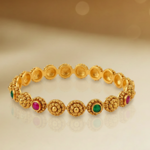 Gold-Toned Floral RubyGreen bangles