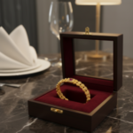 Gold-Tone Ruby Floral Bangles