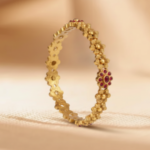 Gold-Toned Floral Ruby Bangles