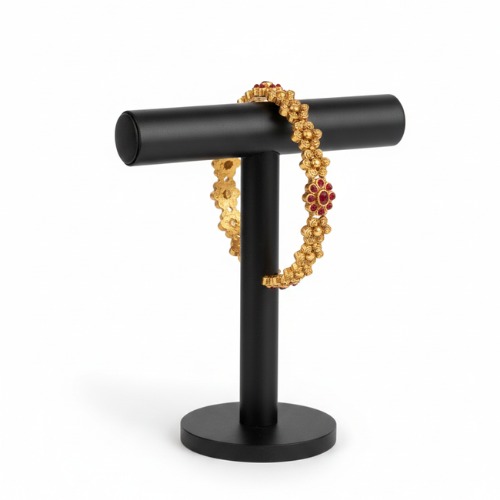 Gold-Toned Floral Ruby Bangles