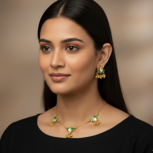 Emerald Green Enamel  Jewelry Set